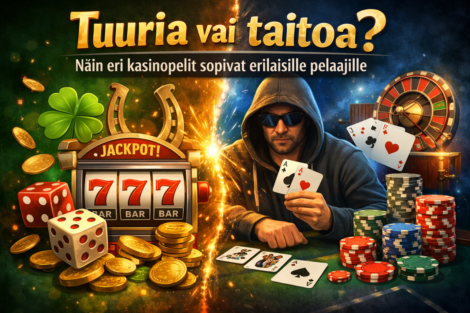 Tuuria vai taitoa Näin eri kasinopelit sopivat erilaisille pelaajille